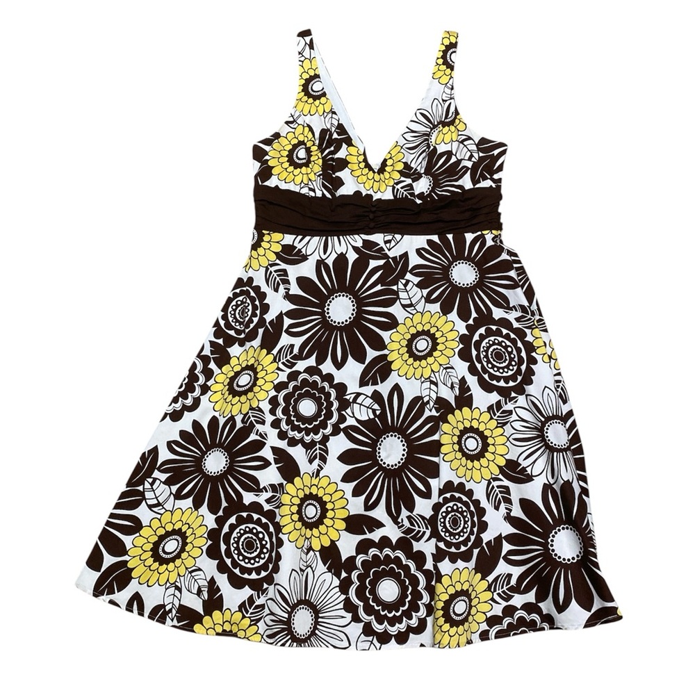 Y2K B Smart Sleeveless Dress Women 14 Floral Casual Tie Waist A Line Knee Length